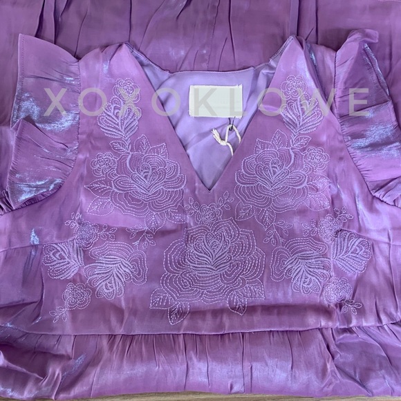 Lavender Boho Iridescent Shimmer Tiered Mini Dress - Picture 4 of 15